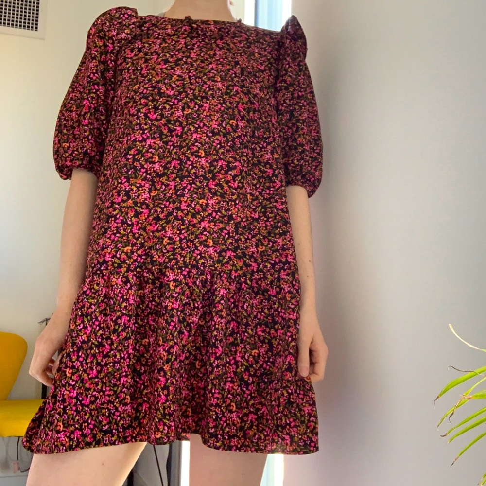 H&M Floral Dress with Puff Sleeves